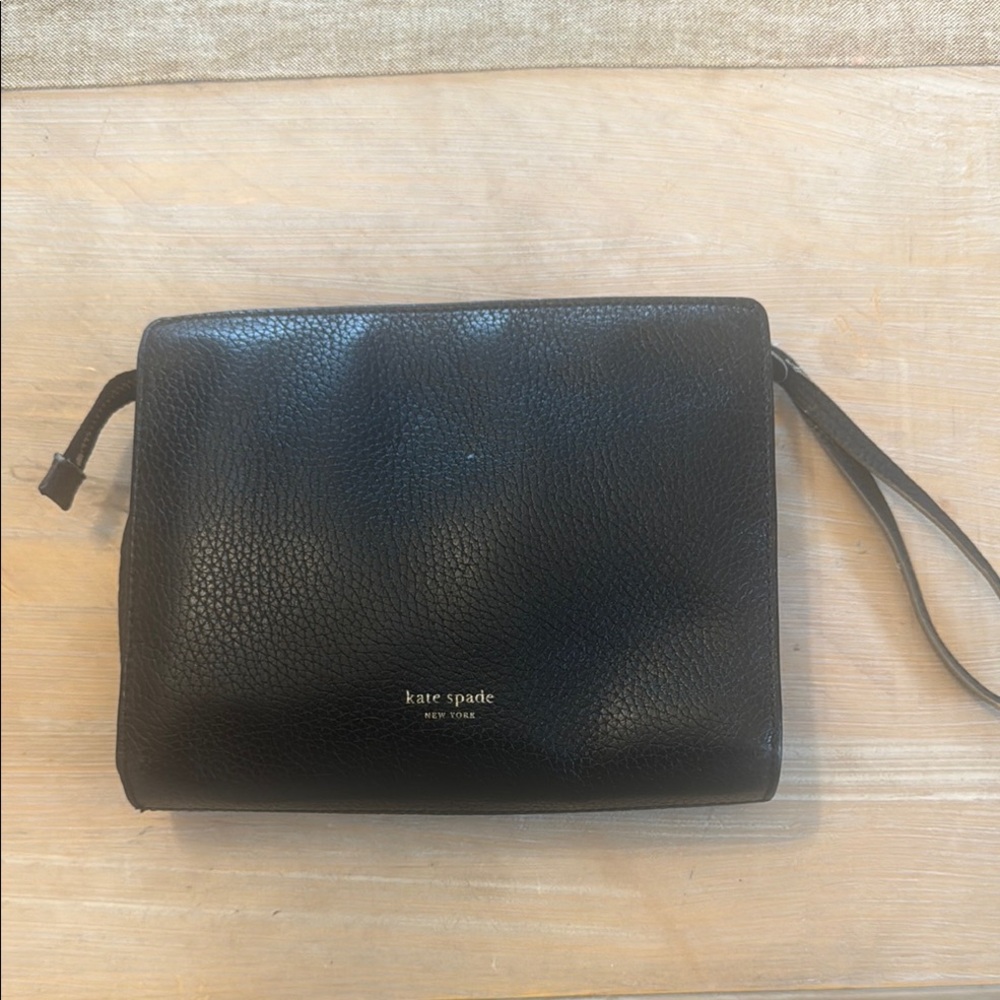 Kate Spade Black Polly Leather Wristlet with Gold Accent - Picture 2 of 10